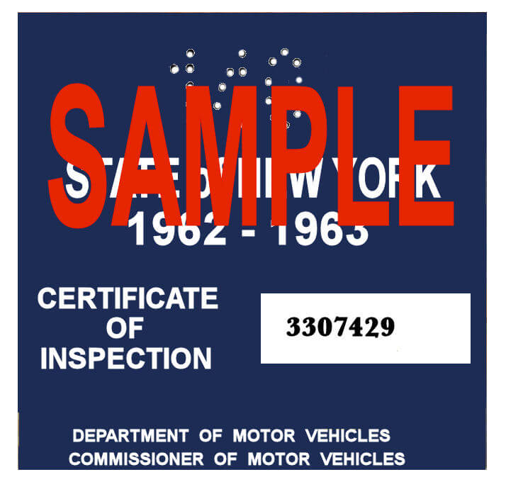 Modal Additional Images for 1962-63 New York INSPECTION Sticker